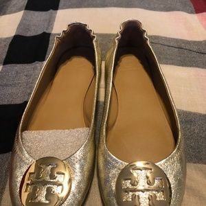 Tory Burch Minnie Metallic Leather Ballet Flats